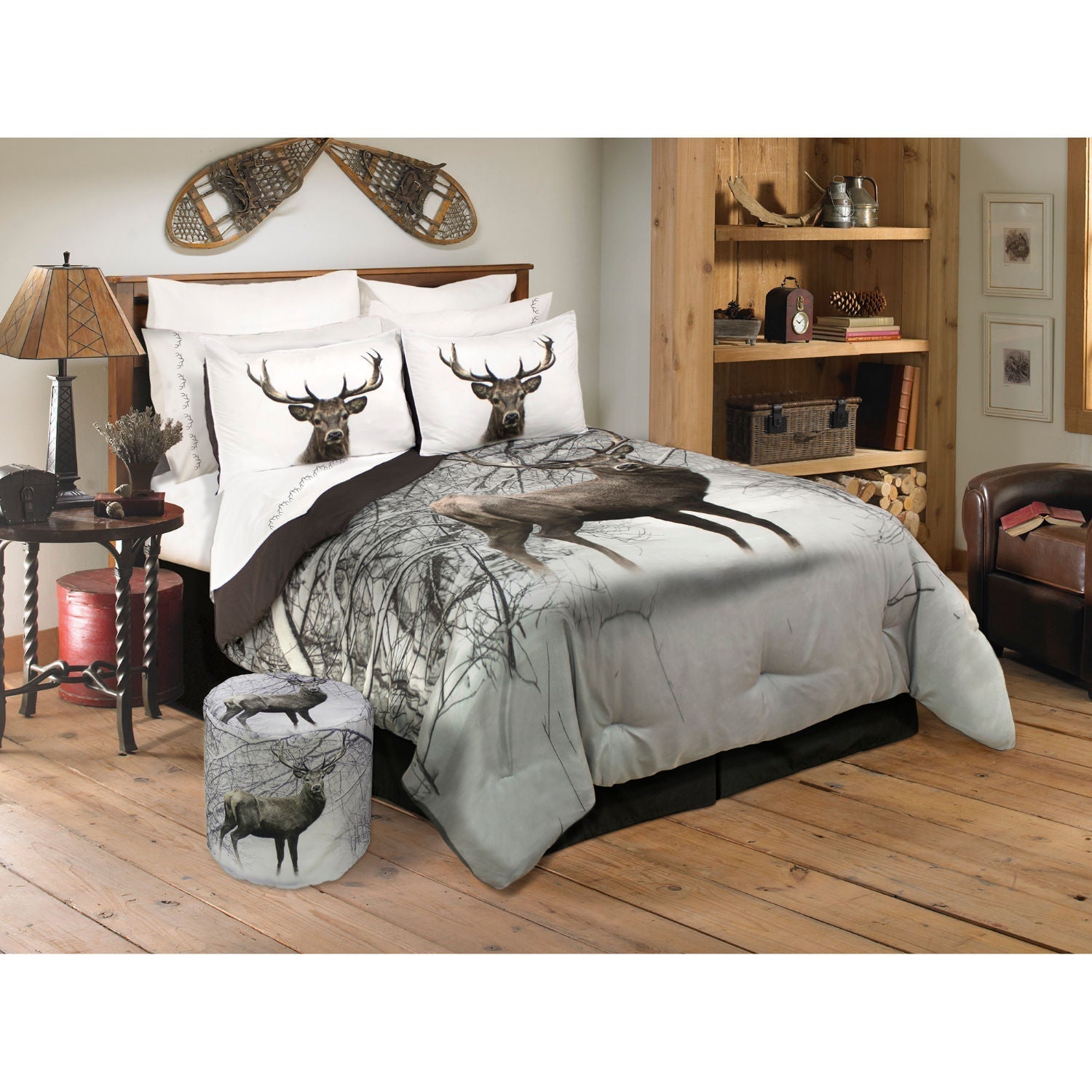 Comforter 3 Piece Set Double/Queen Deer In Snowy Forest 