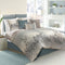 Comforter 7 Piece Set Queen – Riviera Green Quilt, 2 Shams, Bedskirt & 3 Cushions, Soft Polyester Microfiber, Hypoallergenic, 90