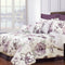 Comforter 7 Piece Set King – Angelica Purple Quilt, 2 Shams, Bedskirt & 3 Cushions, Soft Polyester Microfiber, Hypoallergenic, 104