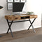 Computer Gaming Desk – Brown Reclaimed Wood, 2 Drawers, 1 Shelf, Black Metal Frame, Sturdy & Modern, Home Office or Gaming Setup