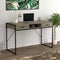 Computer Gaming Desk – Dark Taupe, 2 Drawers, 1 Shelf, Black Metal Frame, Modern Home Office or Gaming Setup