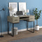 Computer Gaming Desk – Dark Taupe | 2 Drawers, 1 Shelf | Black Metal Frame | Modern Home Office & Gaming Setup