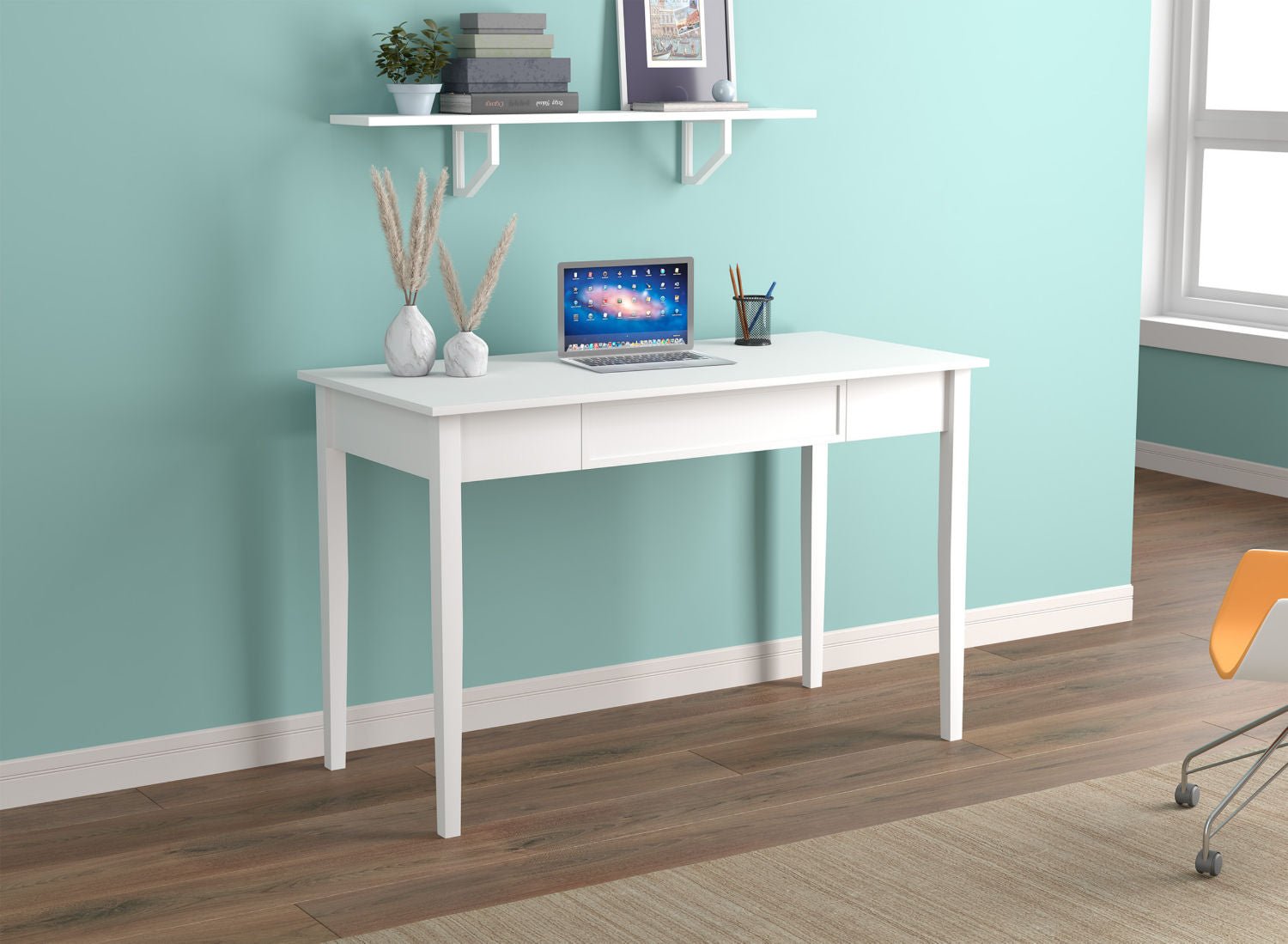 Computer Gaming Desk White 1 Drawer 