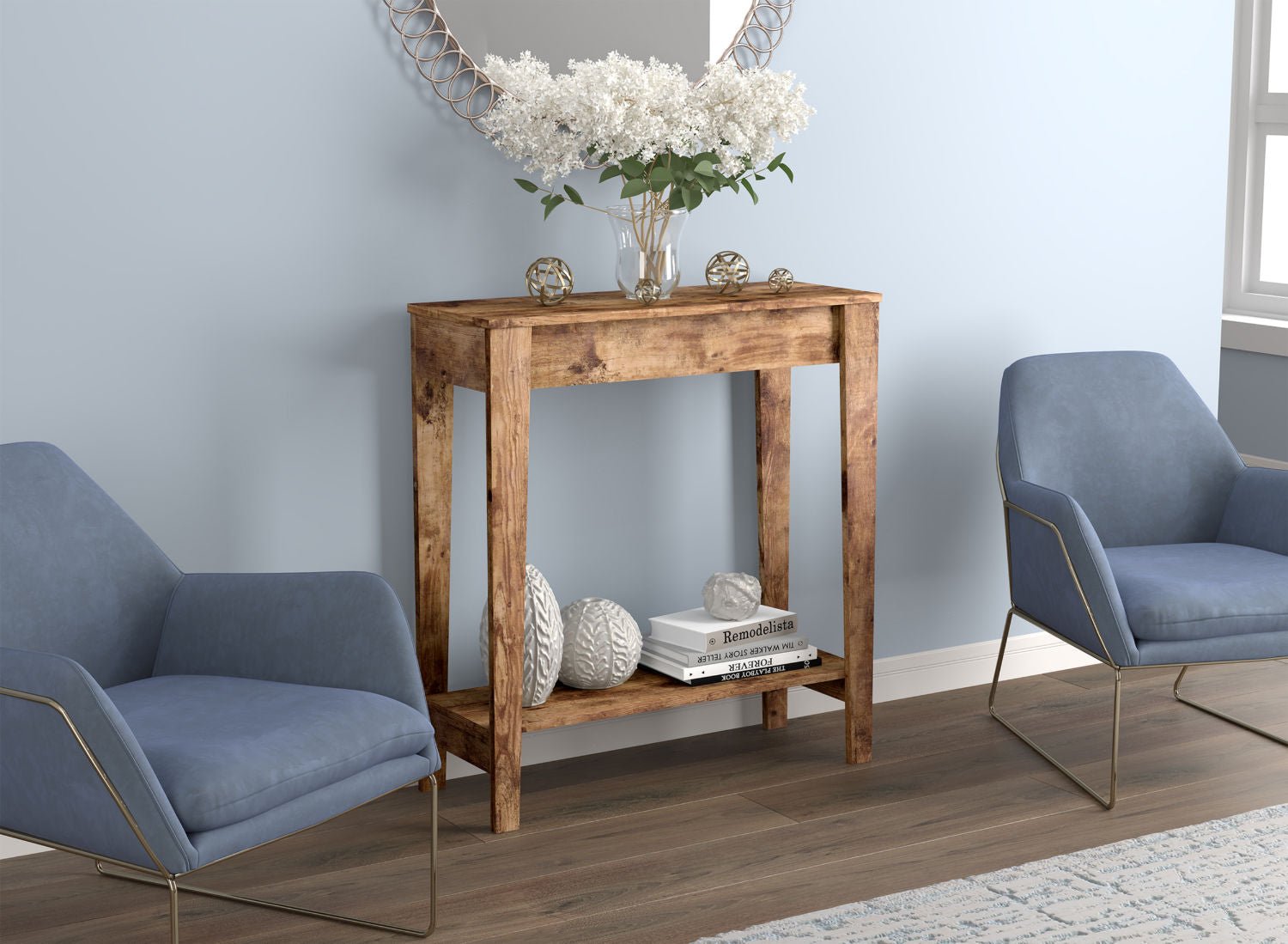 Console Sofa Table Brown Reclaimed Wood 1 Shelf 