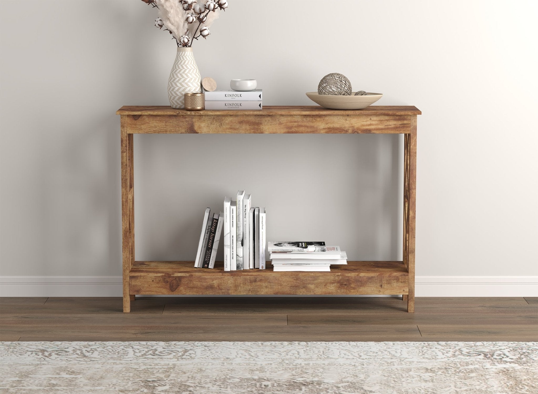 Console Sofa Table Brown Reclaimed Wood 1 Shelf 