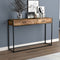Console Sofa Table – Brown Reclaimed Wood Top, 2 Drawers, Black Metal Frame, Industrial Rustic Design for Living Room or Entryway