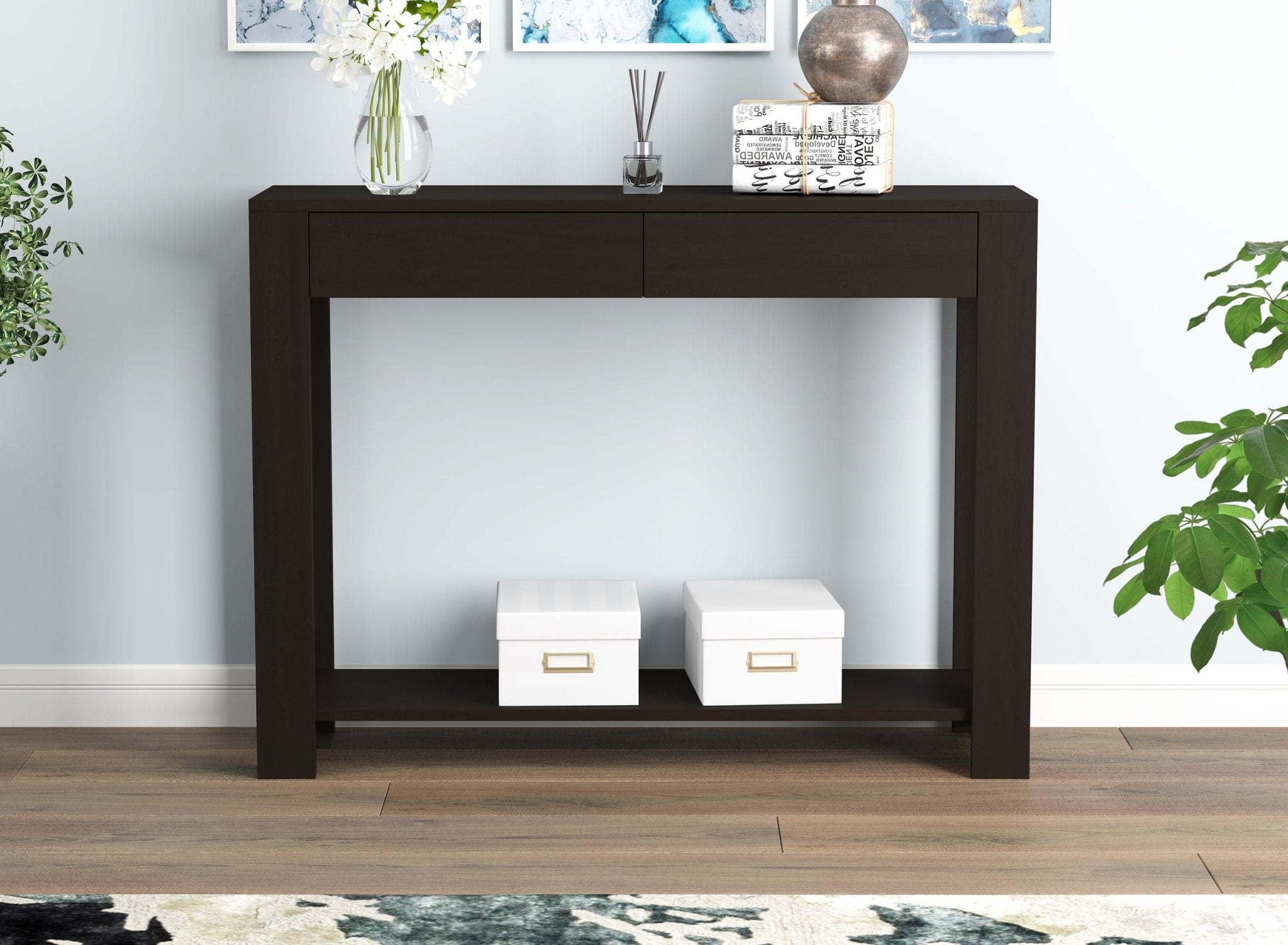 Console Sofa Table Cappuccino 2 Drawers 1 Shelf 