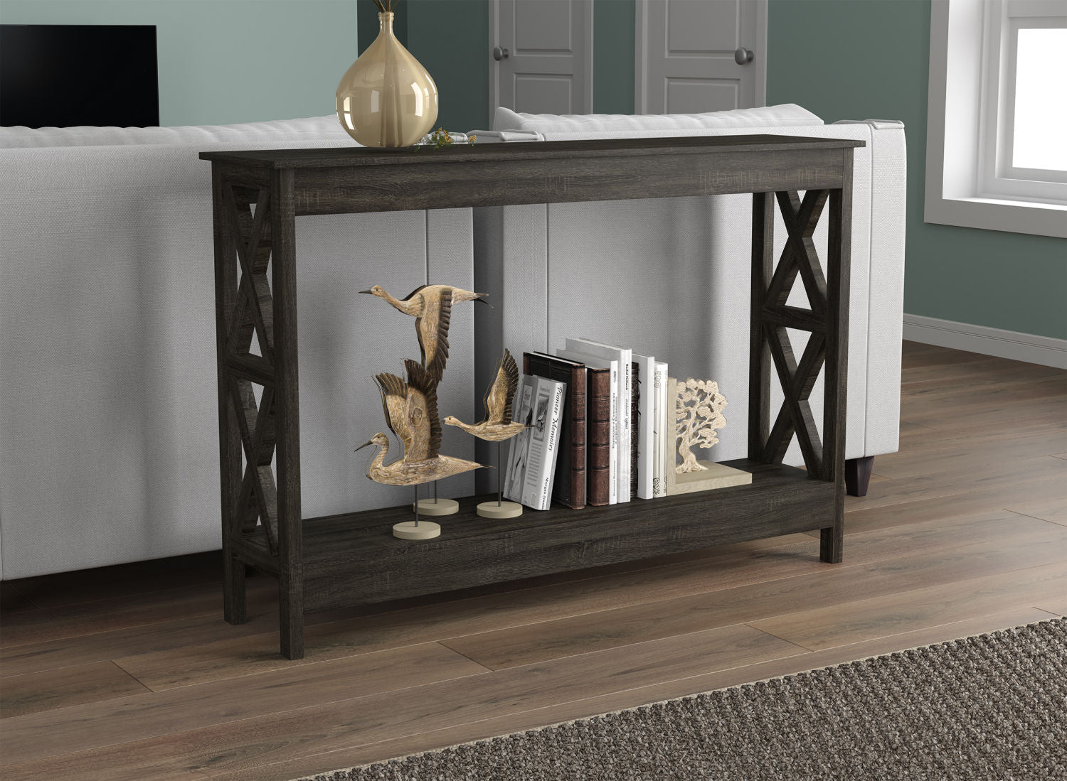 Console Sofa Table Dark Grey 1 Shelf 