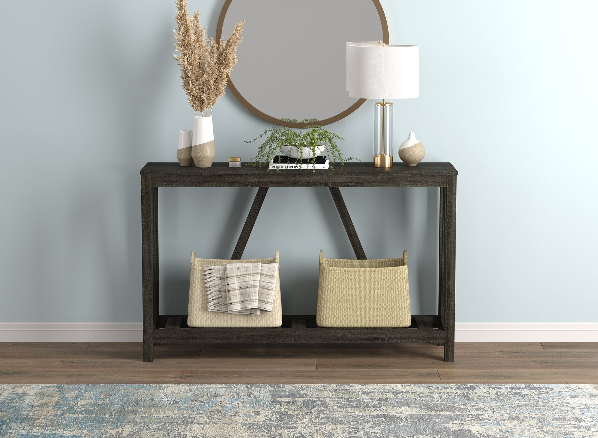 Console Sofa Table Dark Grey 1 Shelf 