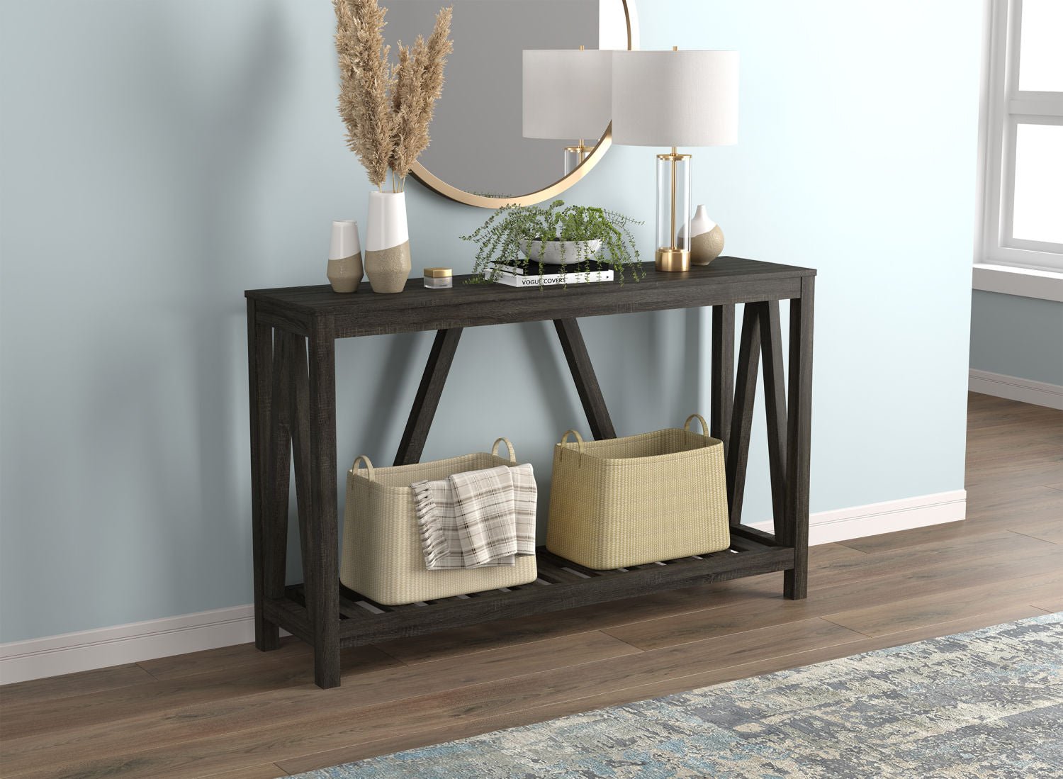 Console Sofa Table Dark Grey 1 Shelf 