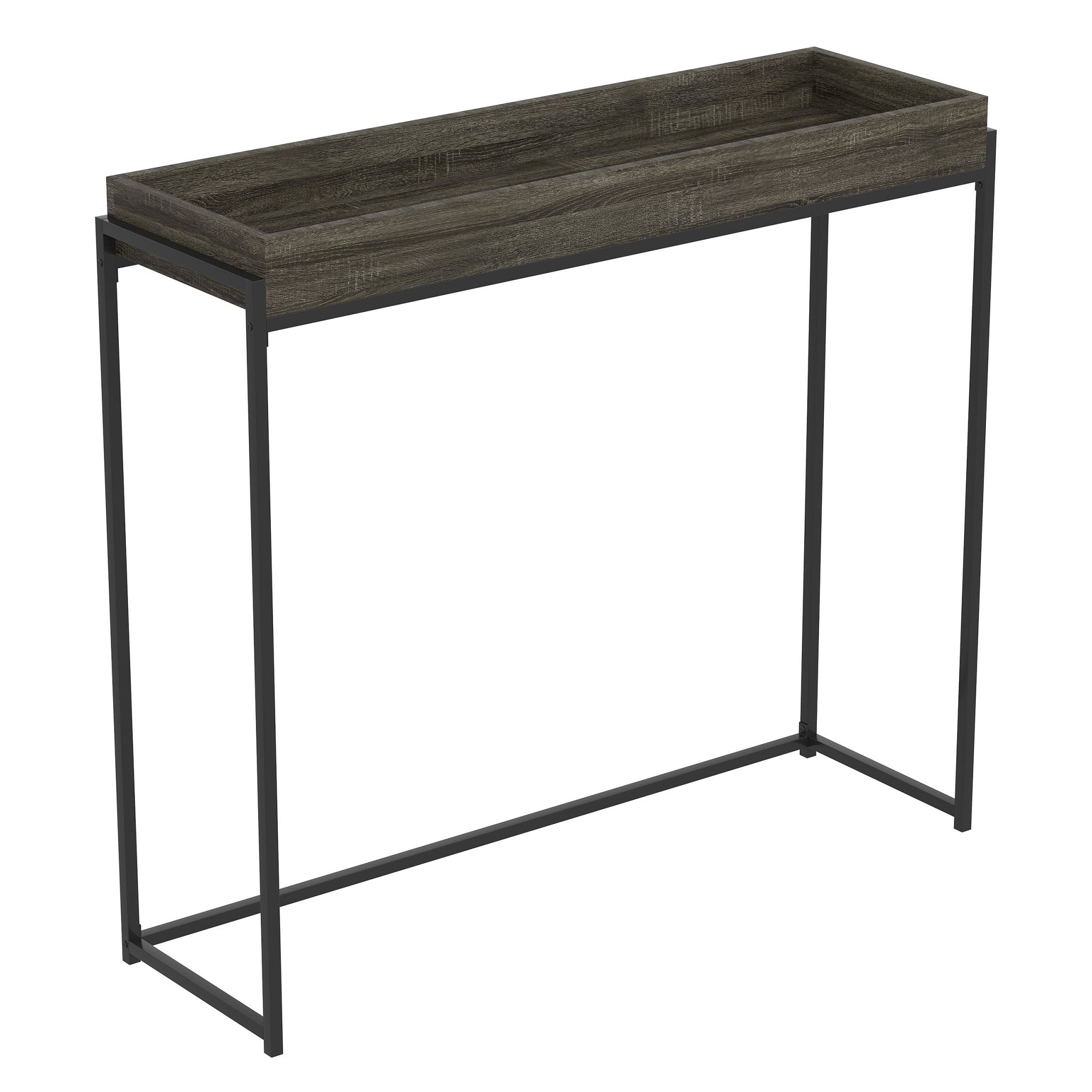 Console Sofa Table Dark Grey Sunken Tray Top 