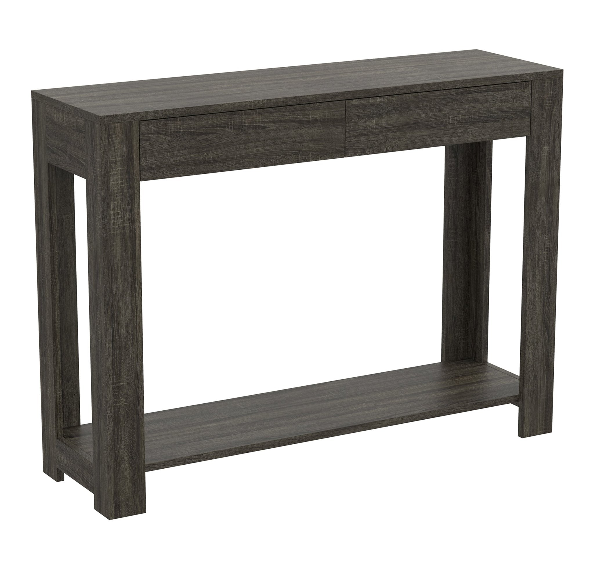 Console Sofa Table Dark Grey Wood Look 2 Drawers 1 Shelf 