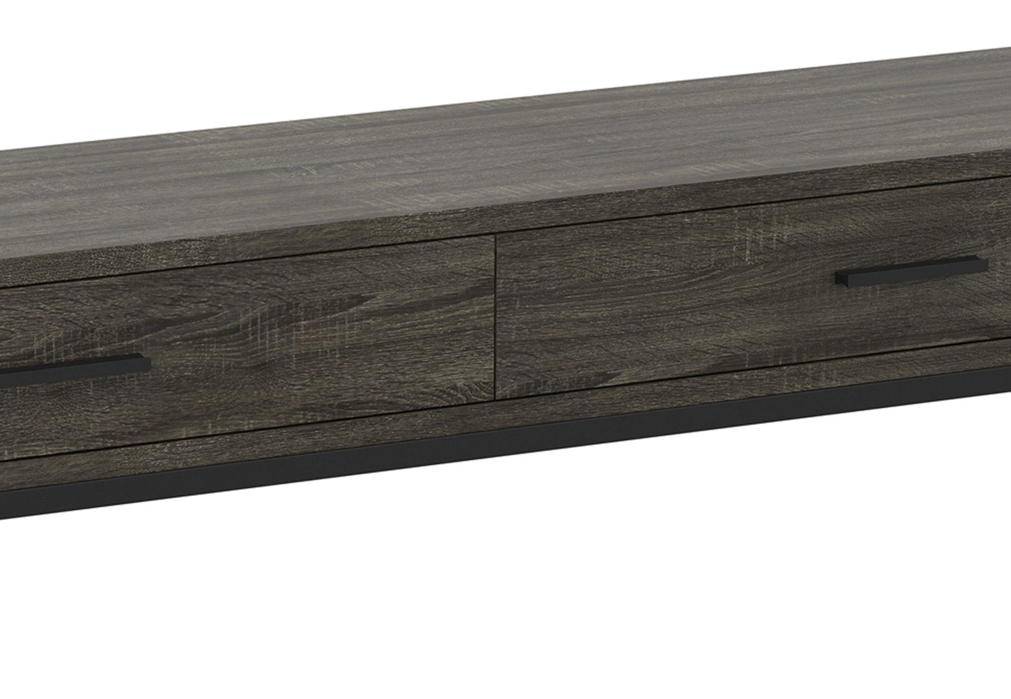 Console Sofa Table Dark Grey Wood Look 2 Drawers Black Metal Base 