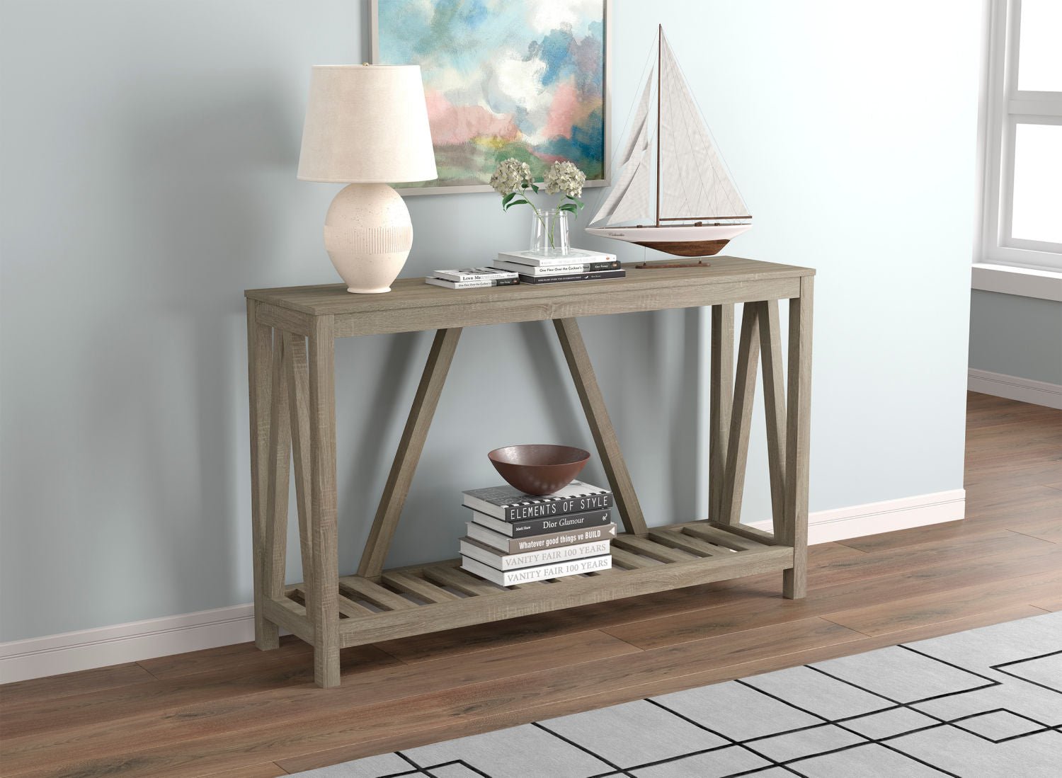 Console Sofa Table Dark Taupe 1 Shelf 