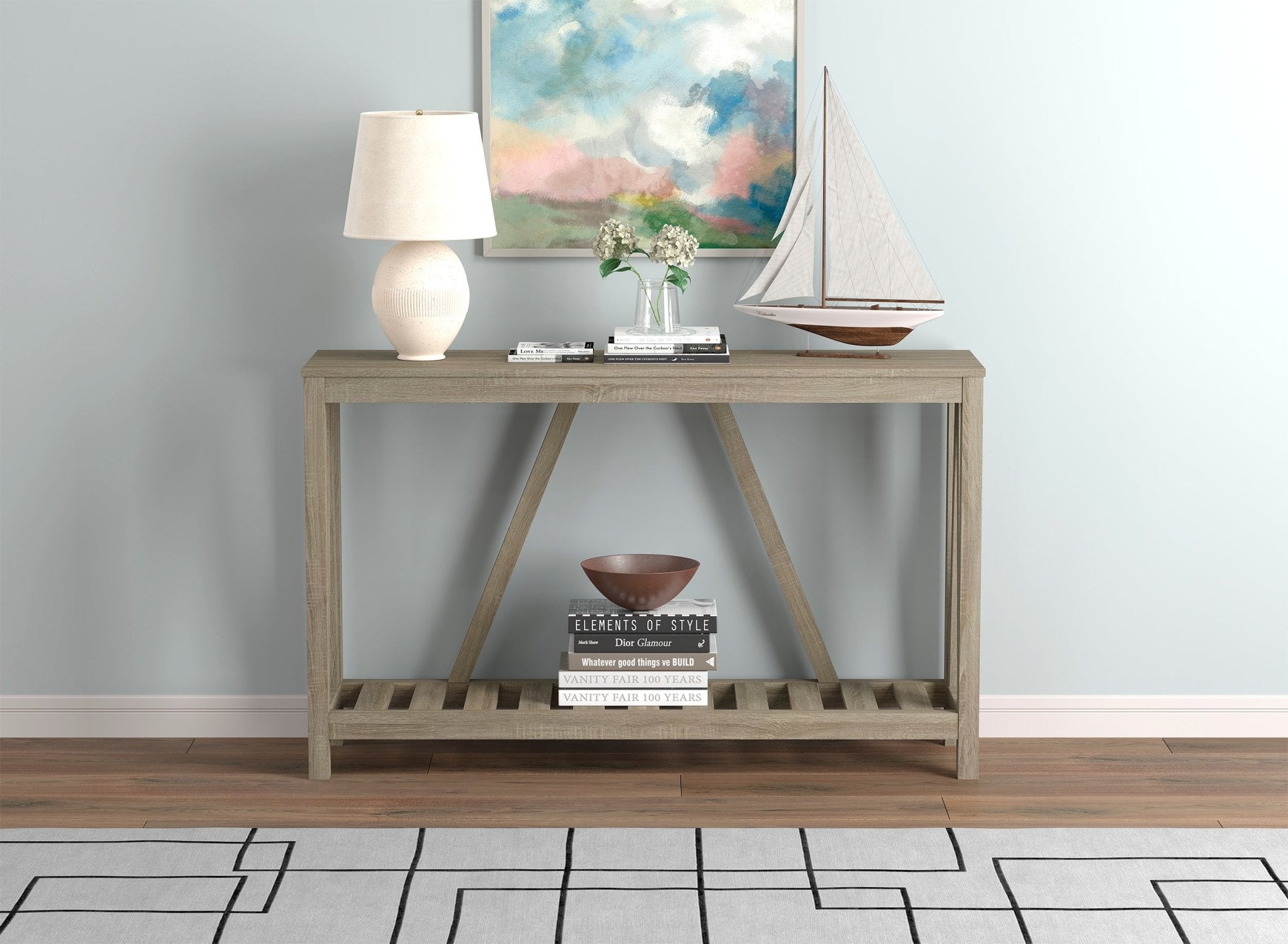 Console Sofa Table Dark Taupe 1 Shelf 
