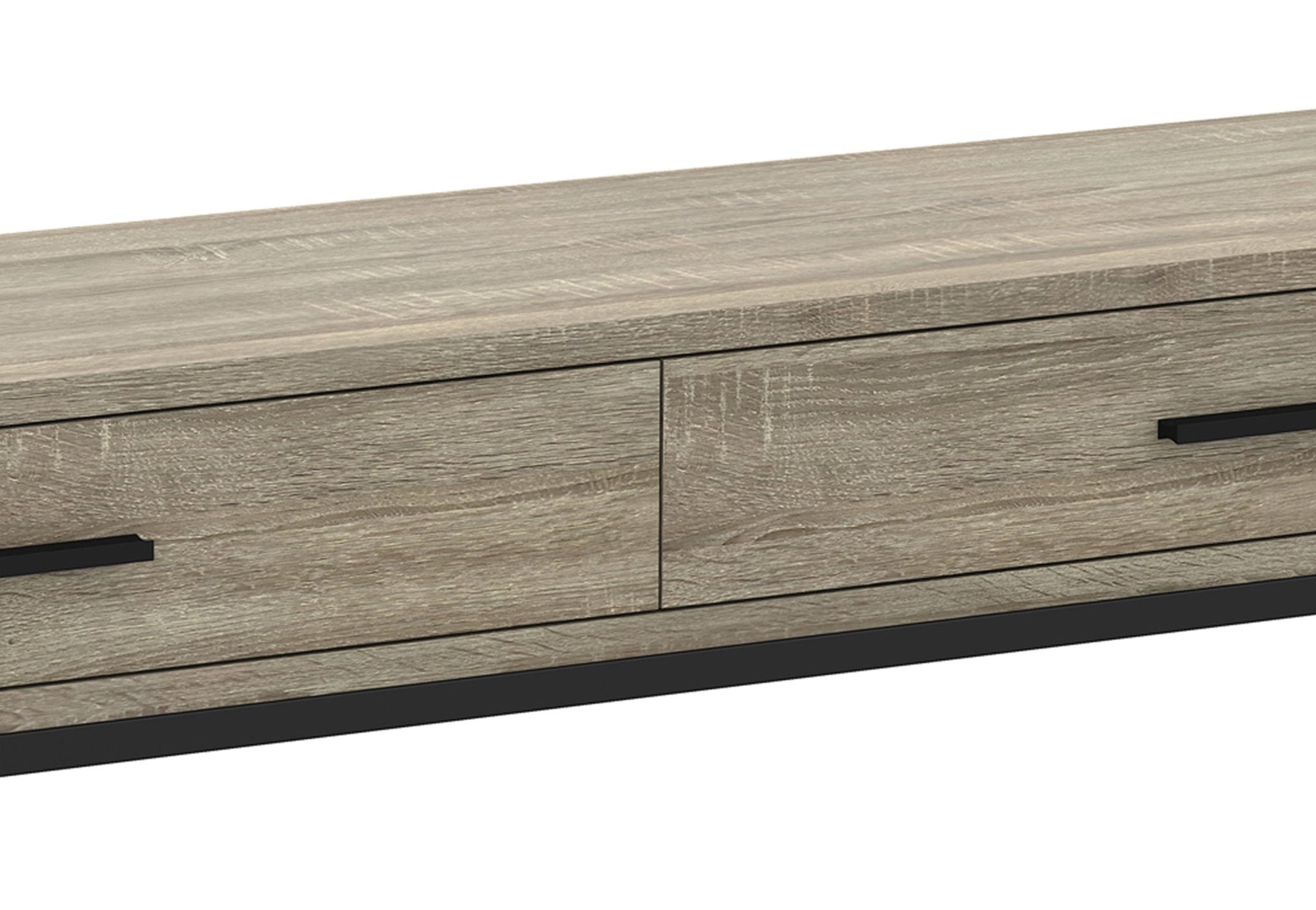 Console Sofa Table Dark Taupe 2 Drawers Black Metal Frame 