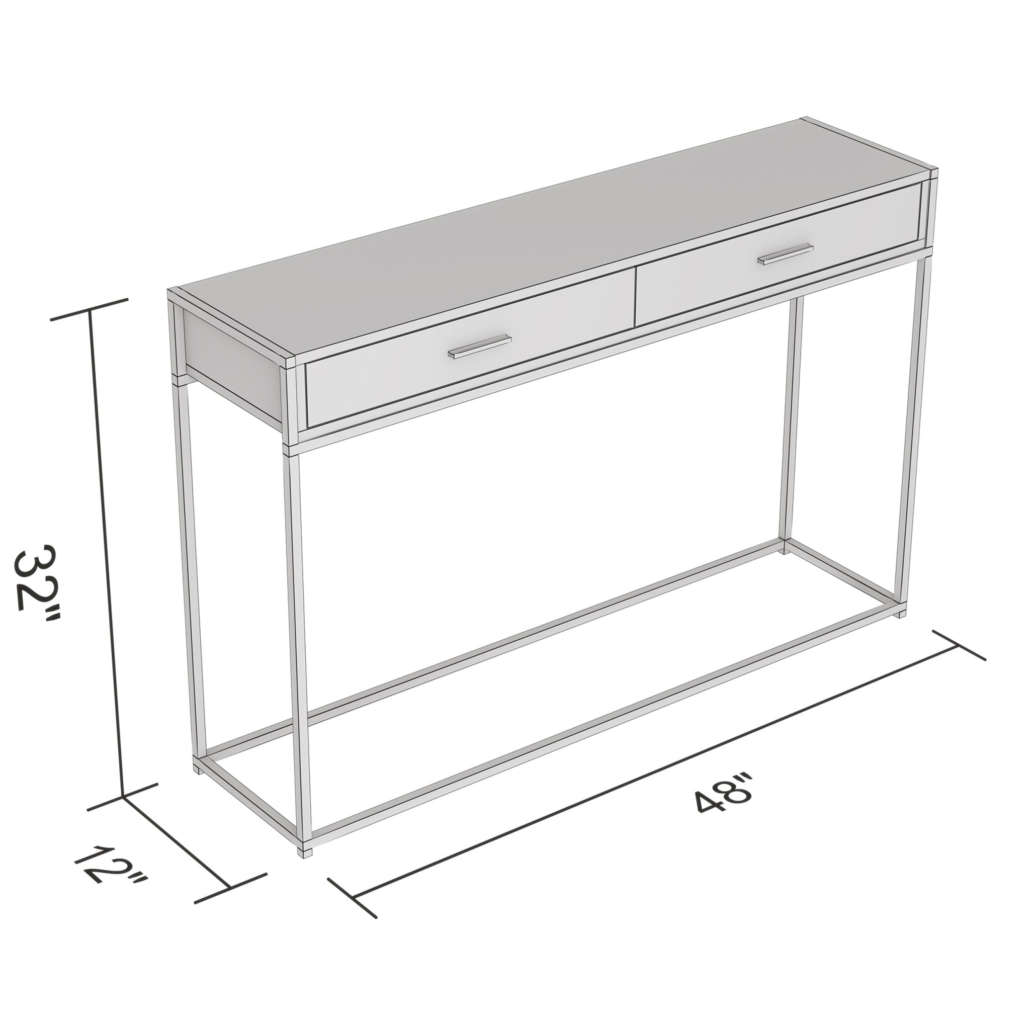 Console Sofa Table Dark Taupe 2 Drawers Black Metal Frame 