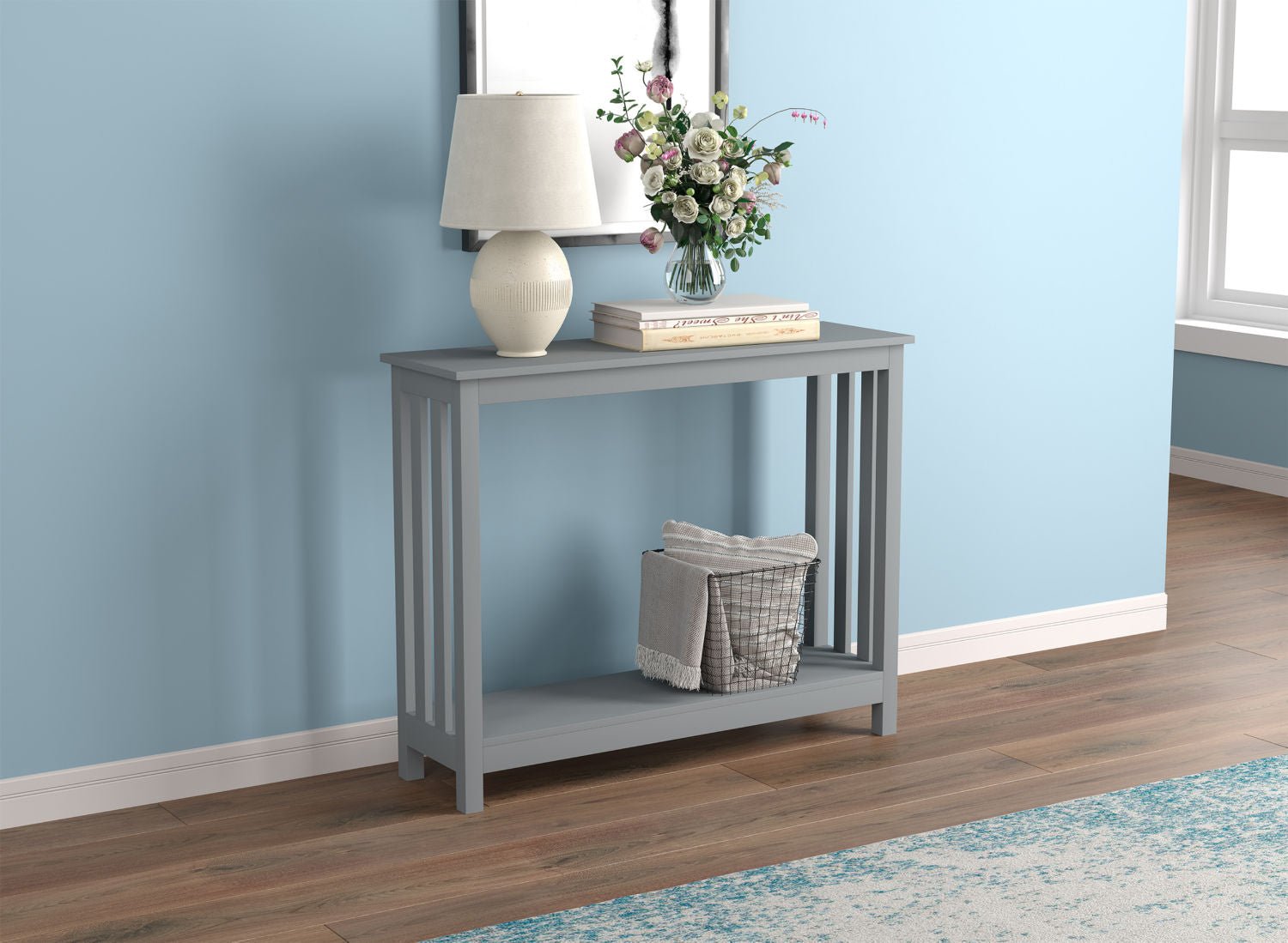 Console Sofa Table Light Grey 1 Shelf 