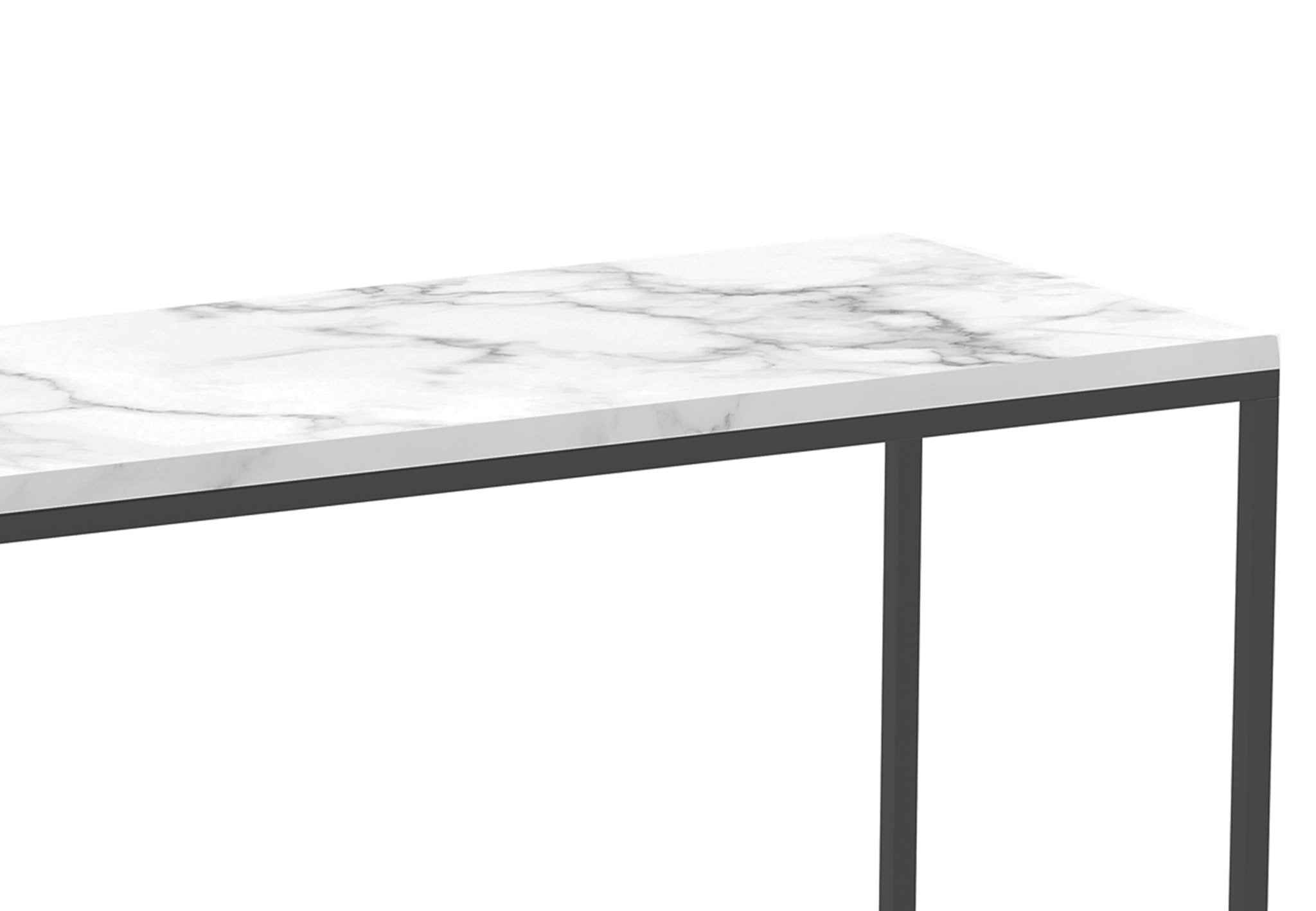 Console Sofa Table Marble Look Black Metal Base 