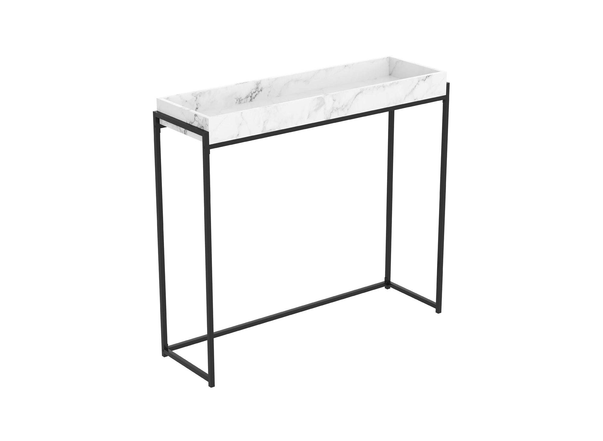 Console Sofa Table Marble Look Sunken Tray 