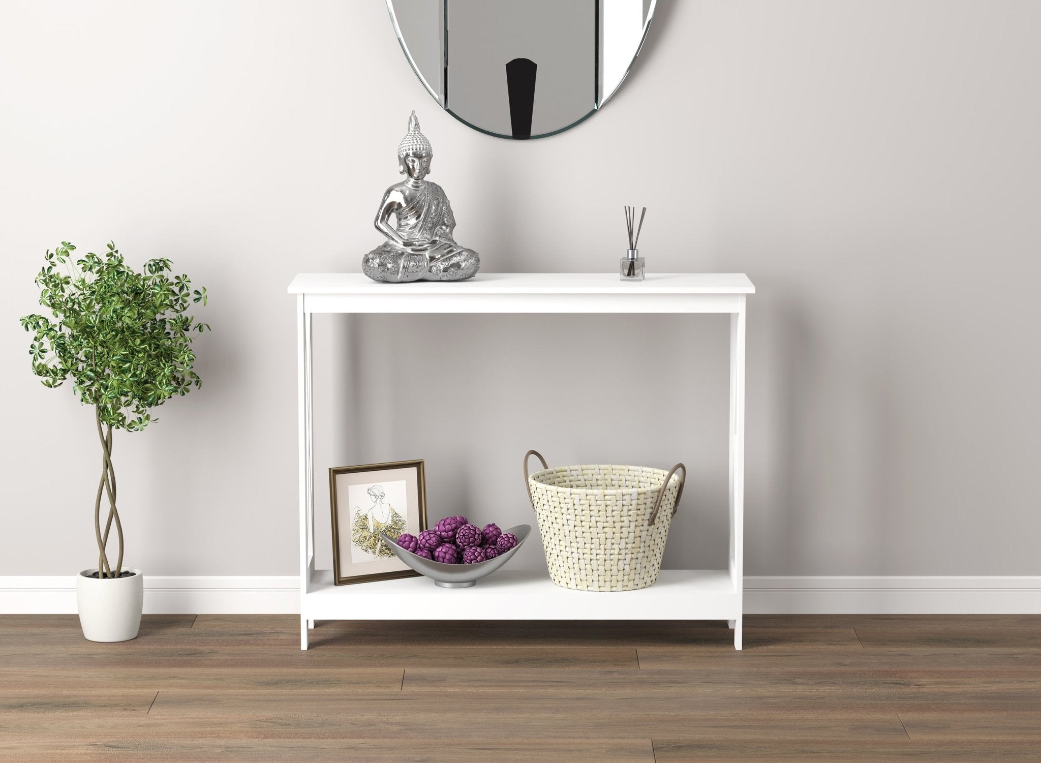 Console Sofa Table White 1 Shelf 