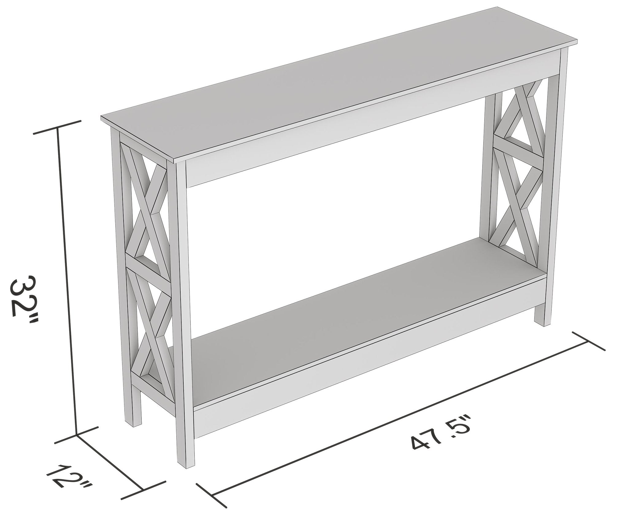 Console Sofa Table White 1 Shelf 