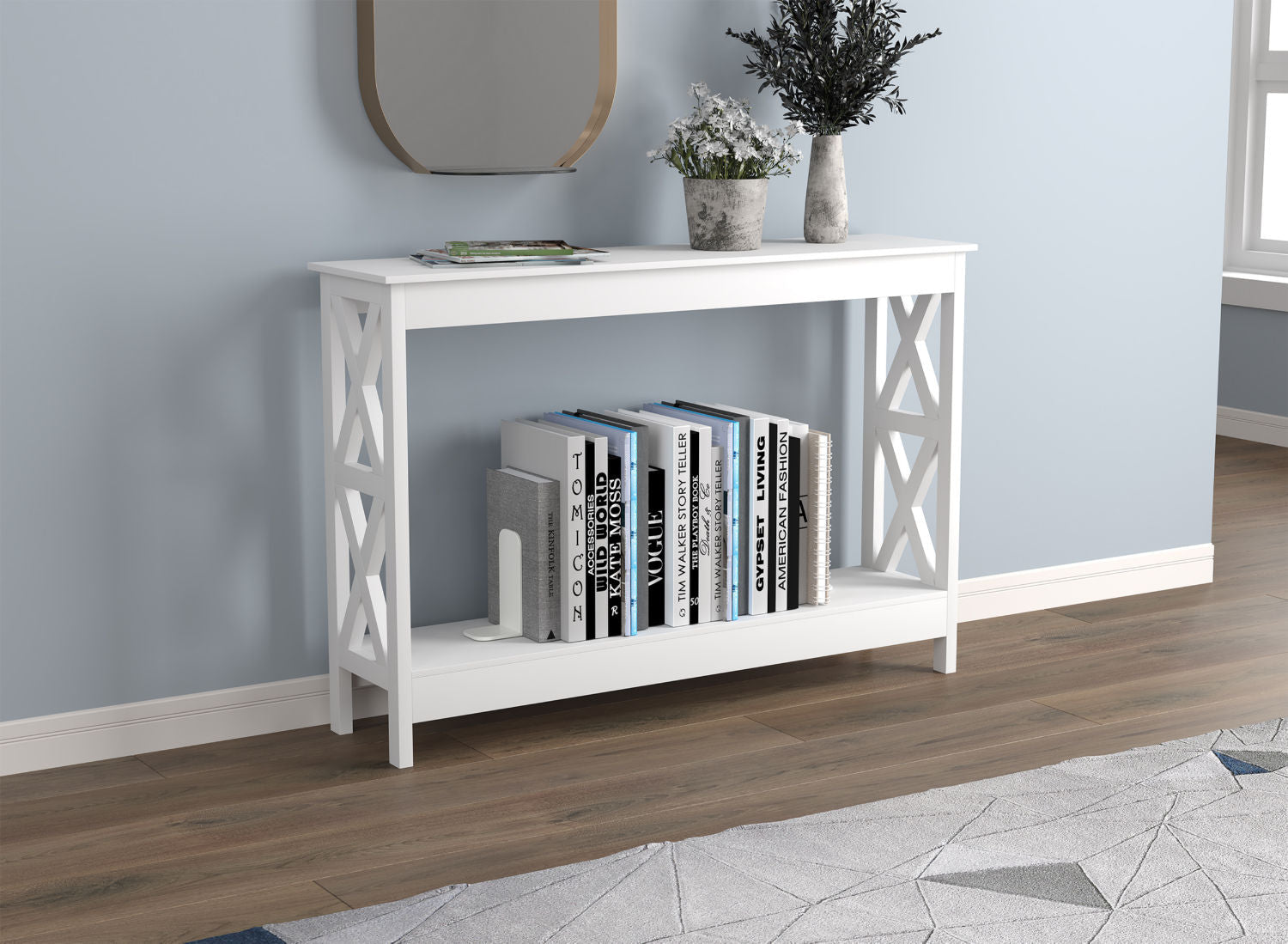 Console Sofa Table White 1 Shelf 