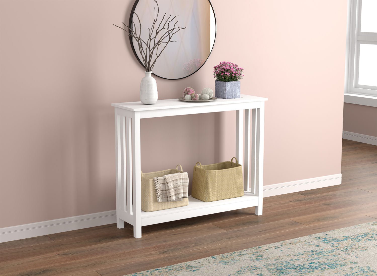 Console Sofa Table White 1 Shelf 