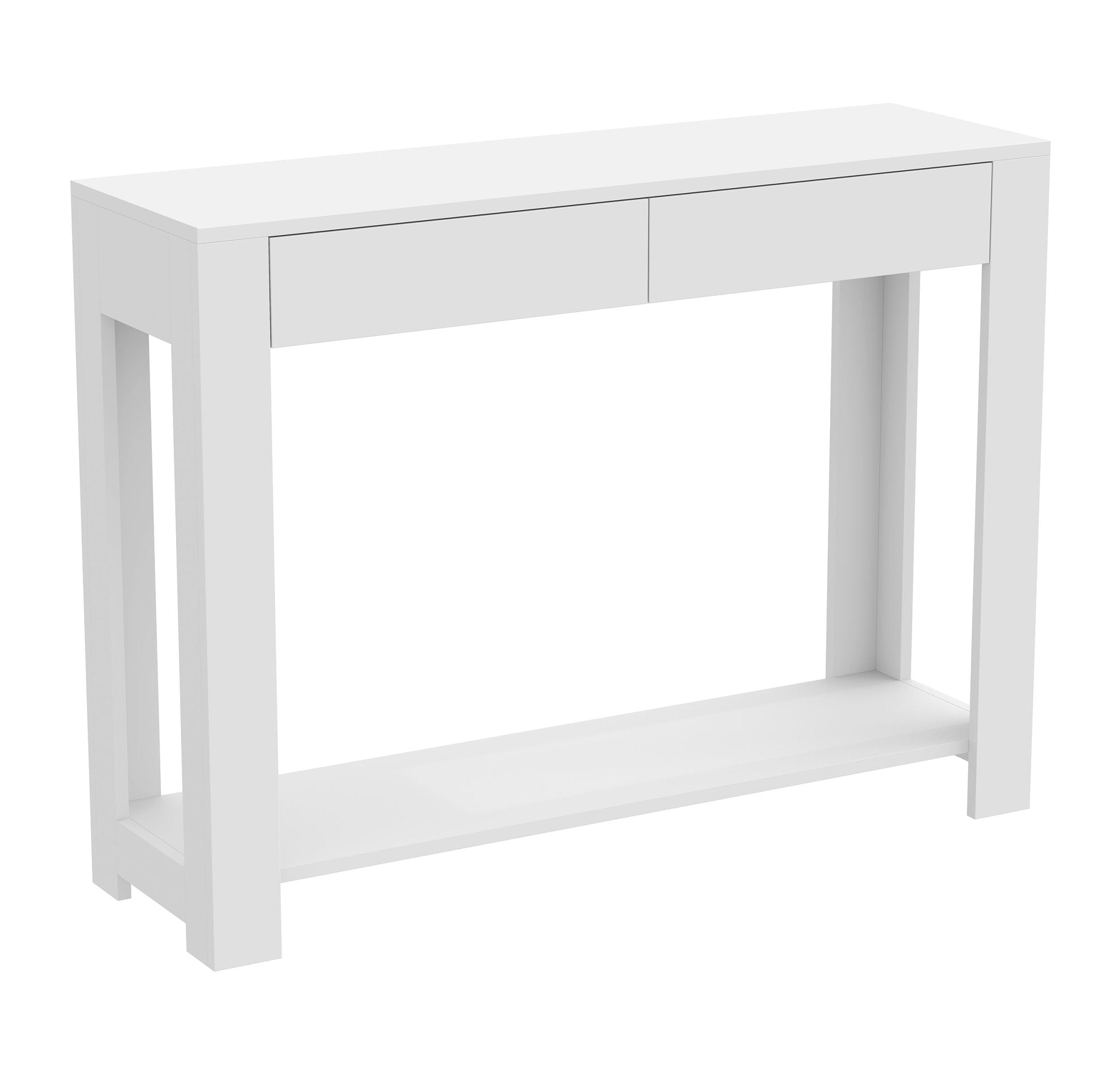 Console Sofa Table White 2 Drawers 1 Shelf 