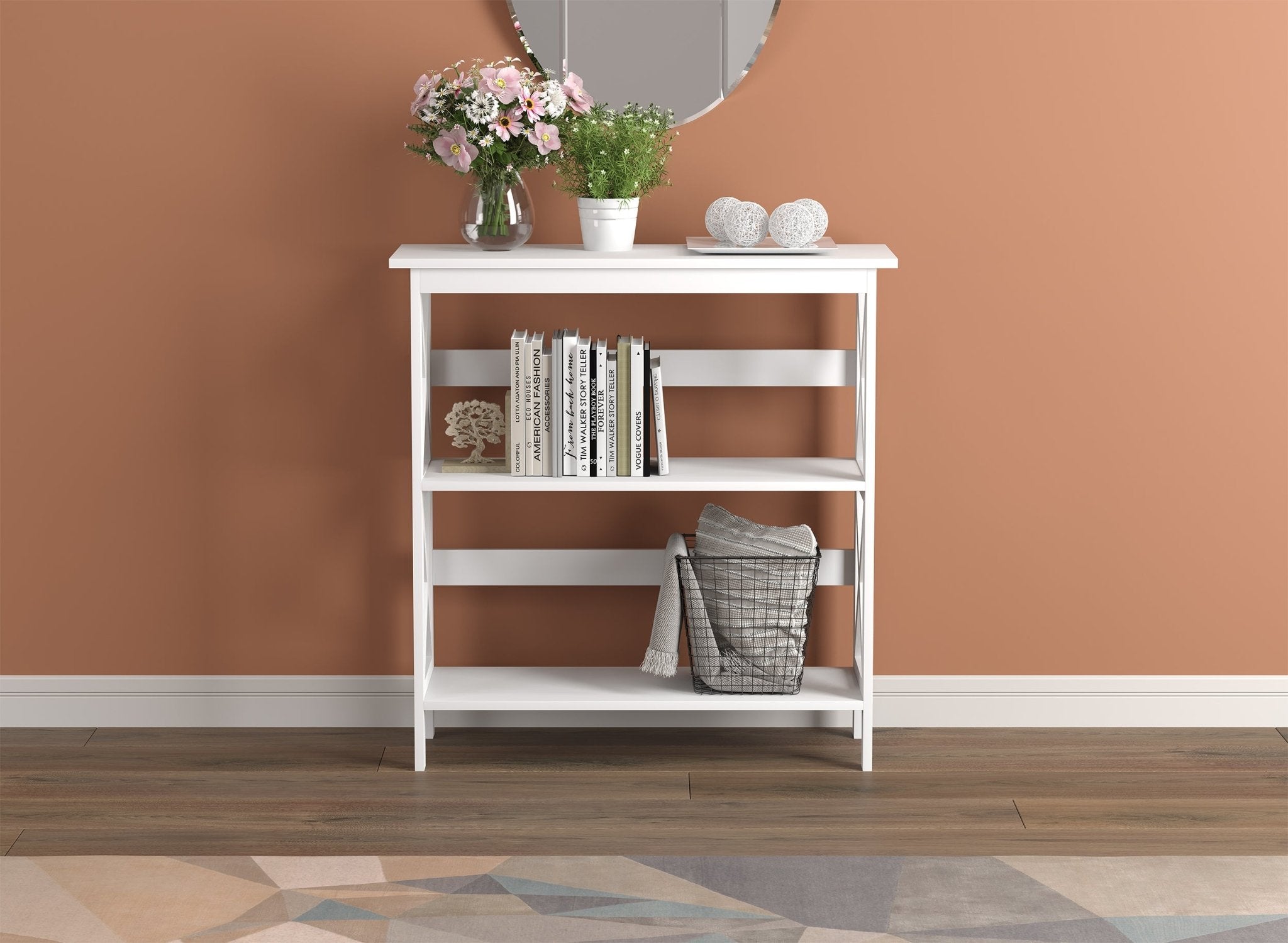 Console Sofa Table White 2 Shelves 