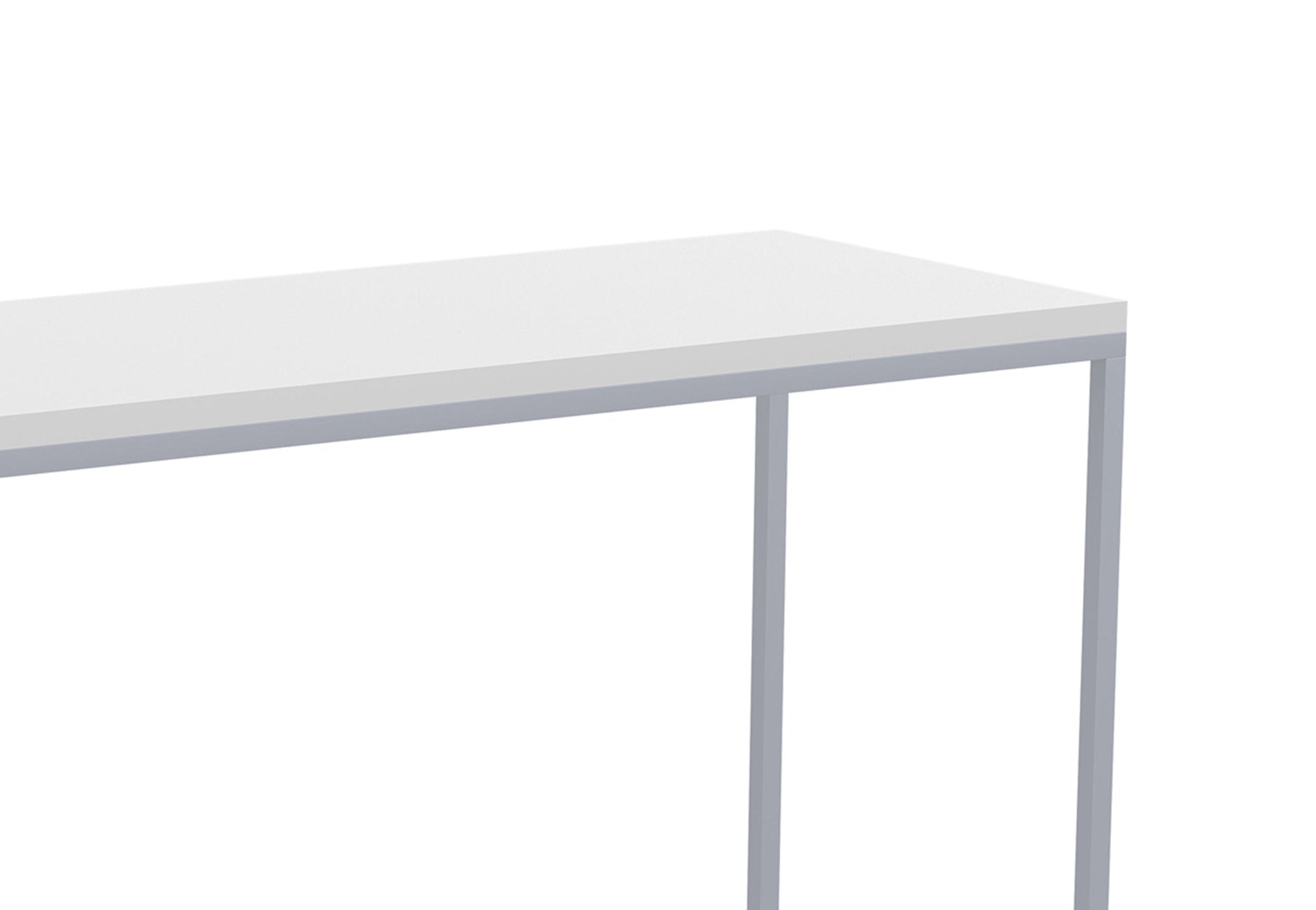 Console Sofa Table White Silver Metal Base 