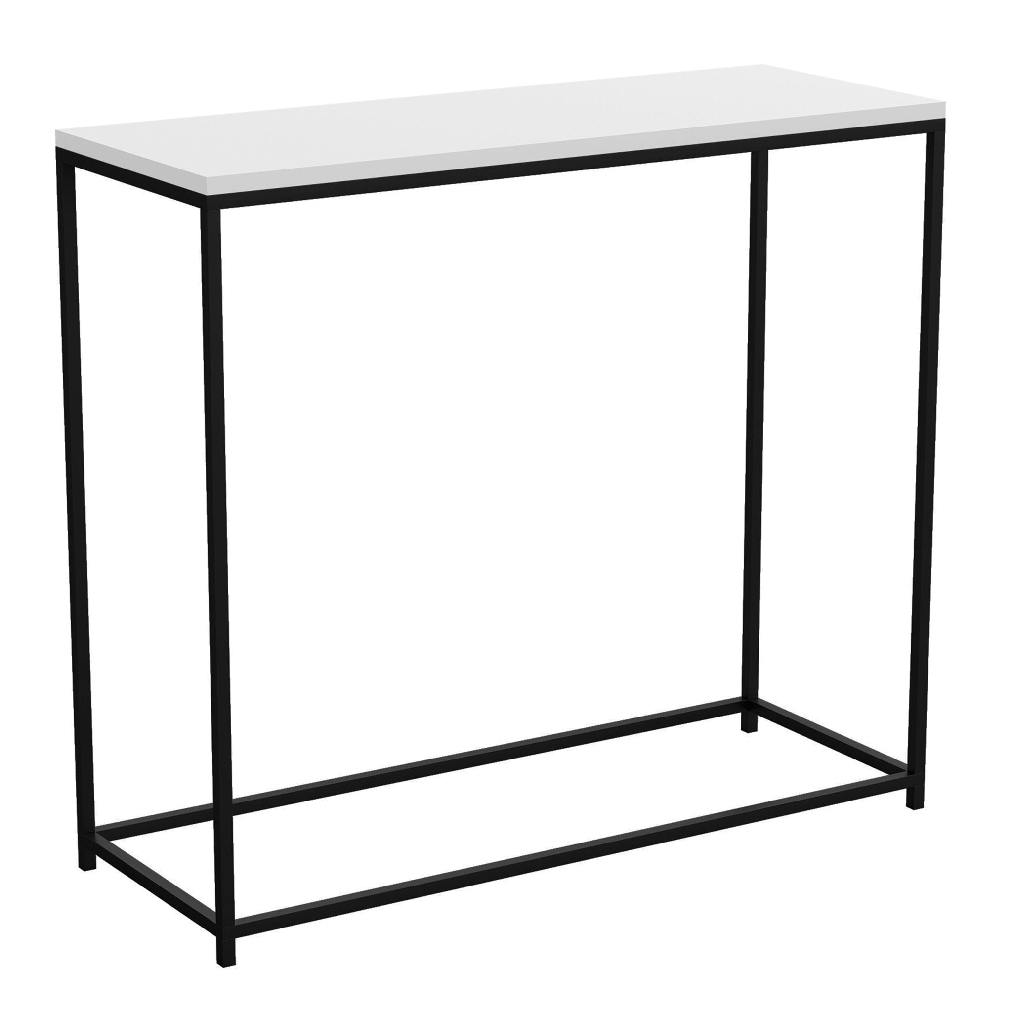 Console Sofa Table White Top Black Metal Base 
