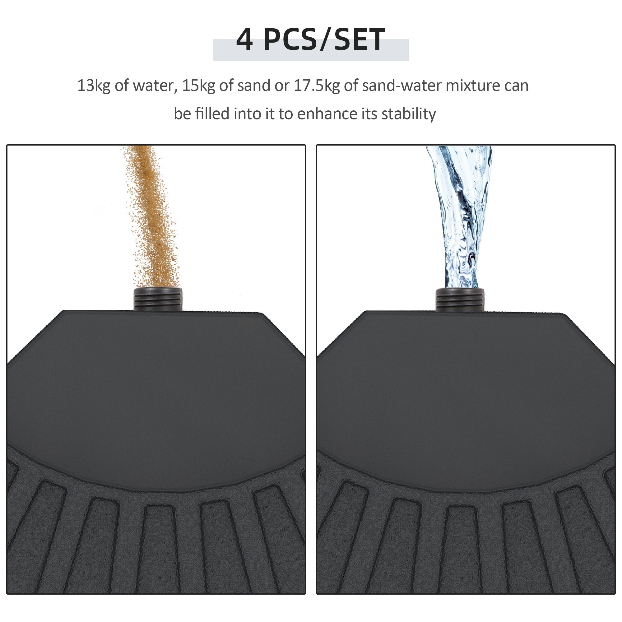 Outsunny Set of 4 Umbrella Base Weights for Cross Base Portable Outdoor Stability Accessories 