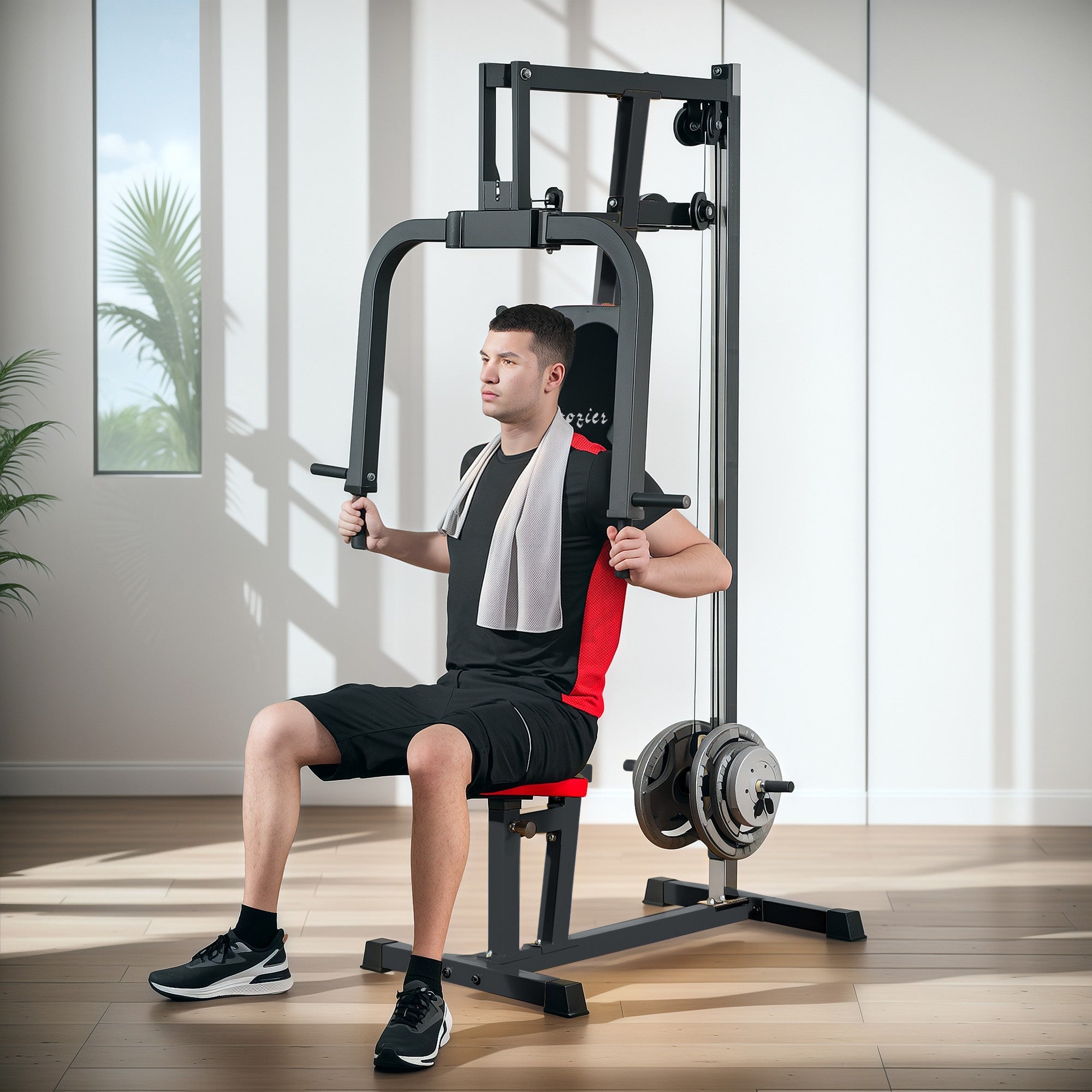 Soozier Chest Fly and Chest Press Machine for Back, Pectoral, Rear Deltoid and Shoulder Training, Black 