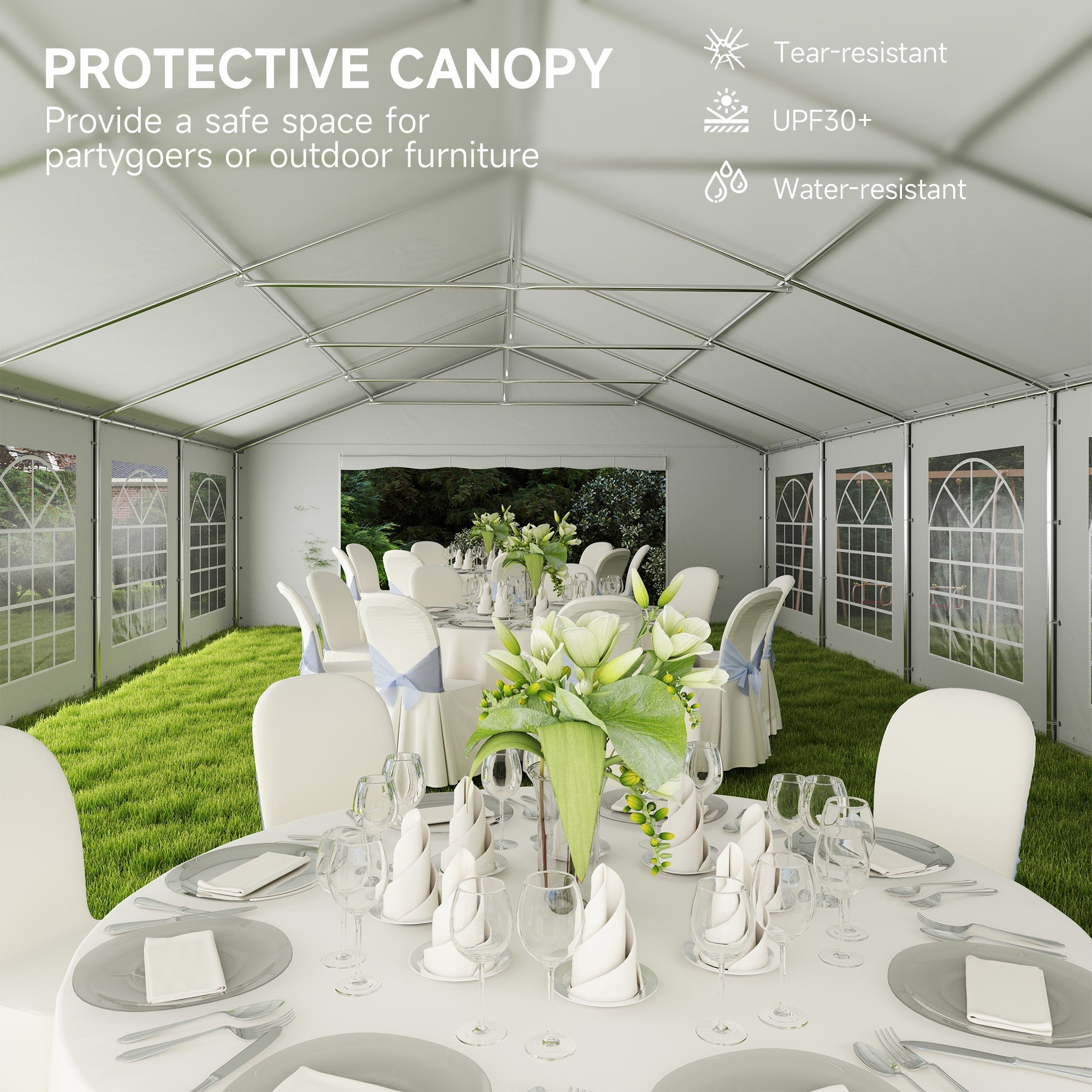 Outsunny 20' x 40' Party Tent, Outdoor Canopy Tent with 12 Removable Window Sidewalls for Parties, Wedding, Events, BBQ 
