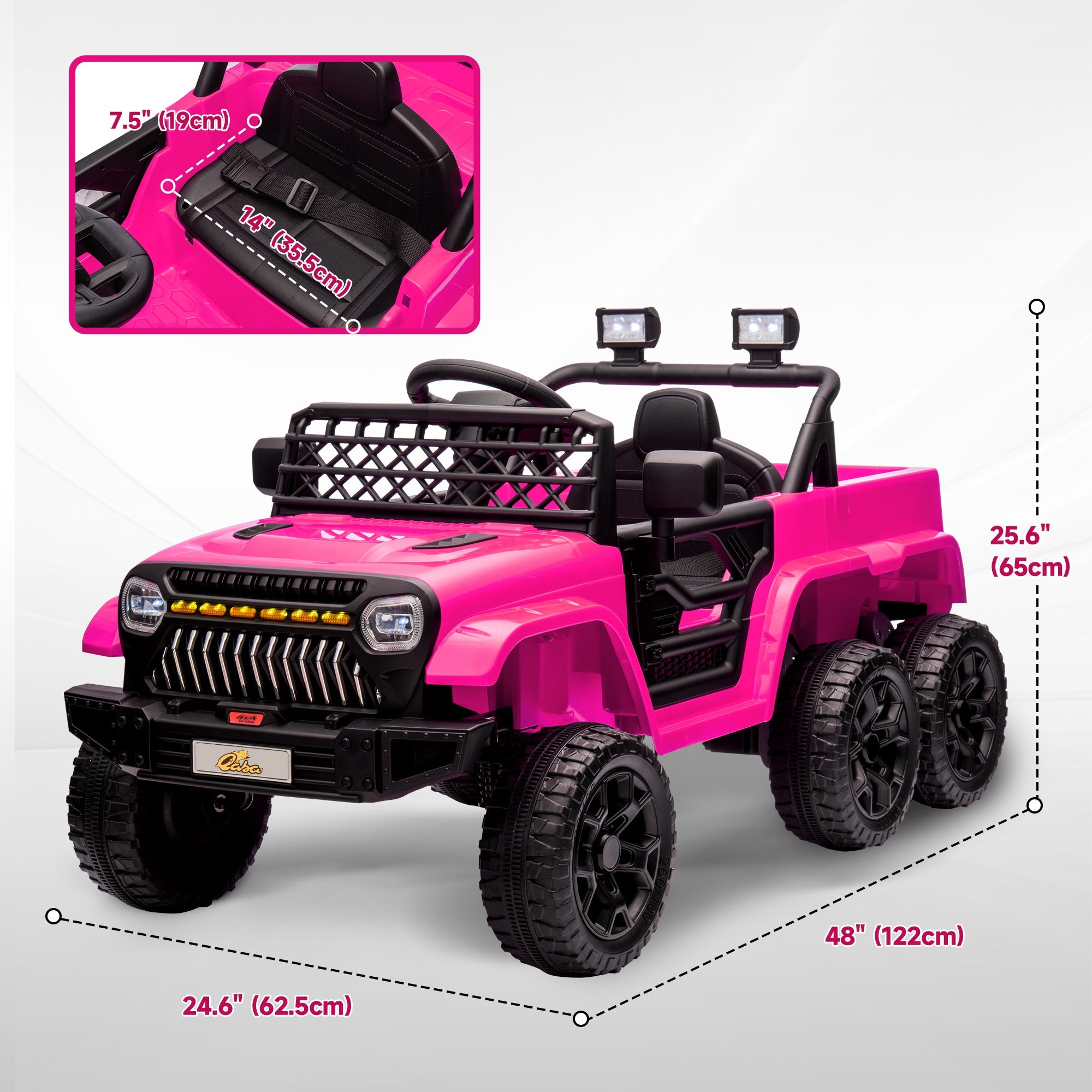 Qaba 12V 4WD/2WD Kids Electric Car w/ Remote Control, Spring Suspension, Back Trailer, Light, Music, Soft Start, Pink 