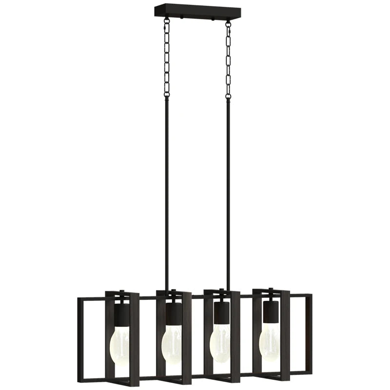 Farmhouse Kitchen Island Lighting, Linear Pendant Light with 4 Rotatable Frames and Adjustable Height, Black