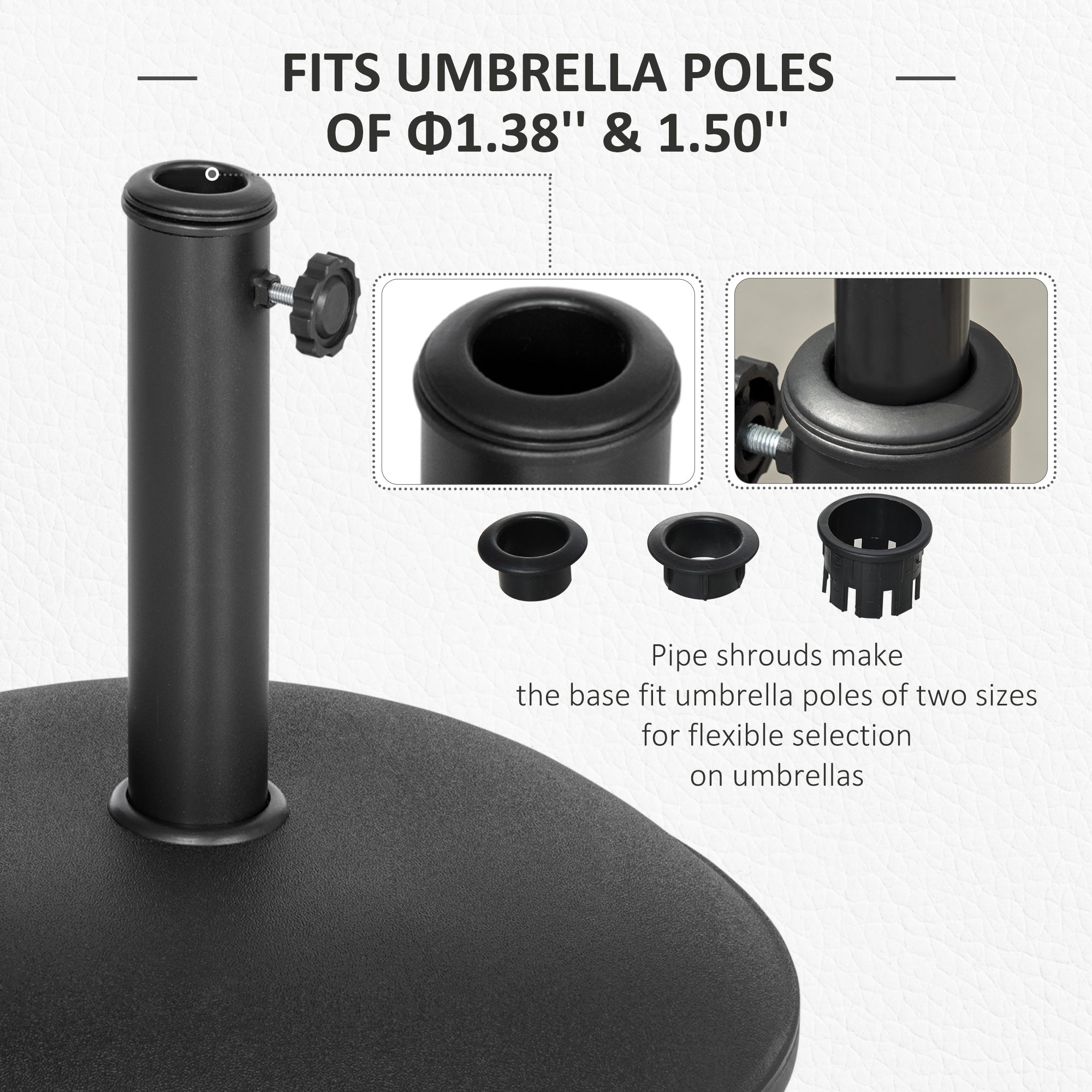 Outsunny Concrete Umbrella Base: 44 lbs 18" Round Heavy Duty Weather-Resistant Stand for Patio, Grey 