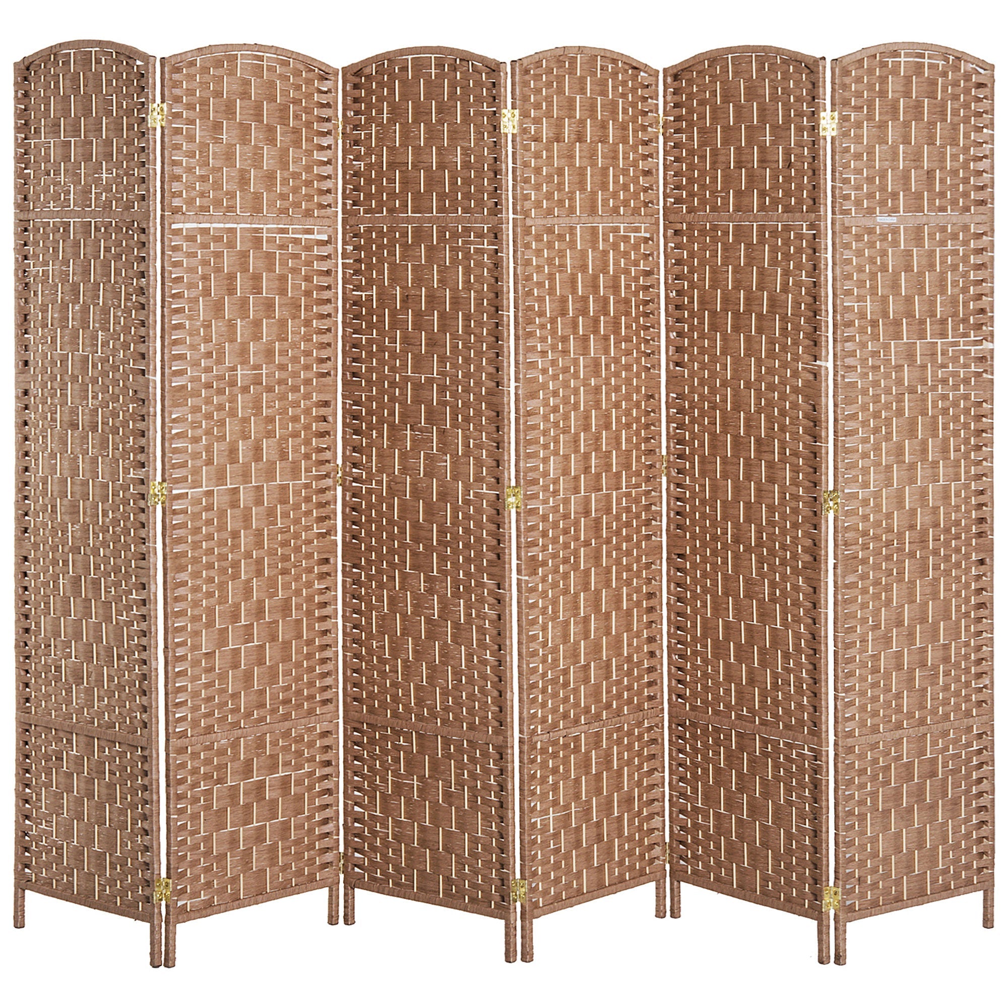 HOMCOM Farmhouse Chic Room Divider: 6-Panel Folding Wooden Frame Partition for Bedroom Spaces, Natural Finish 