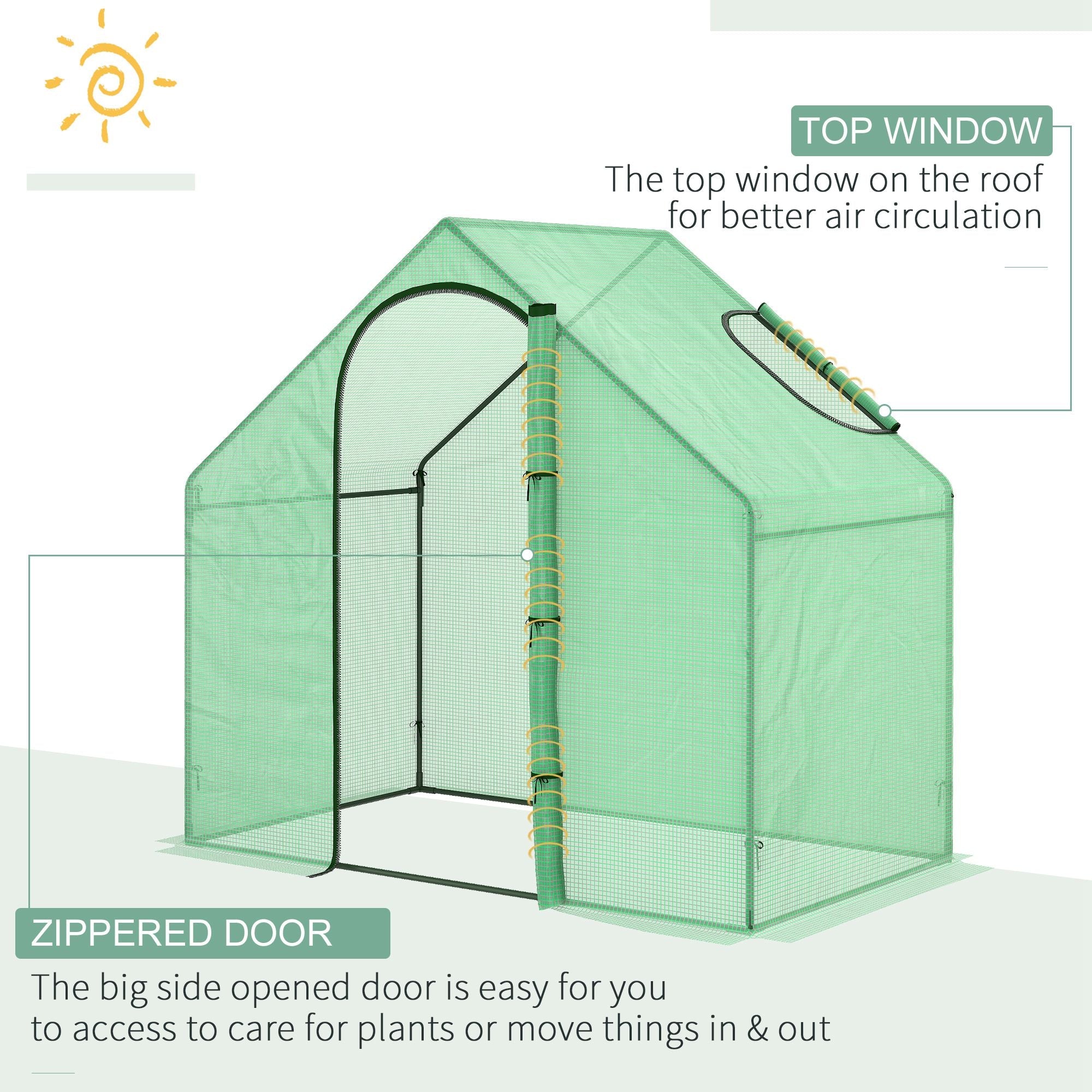 Outsunny Garden Grow Enclosure: 6x3.3x5.5ft Portable Mini Flower Plant Growing Green PVC Tunnel Outdoor Warm House 