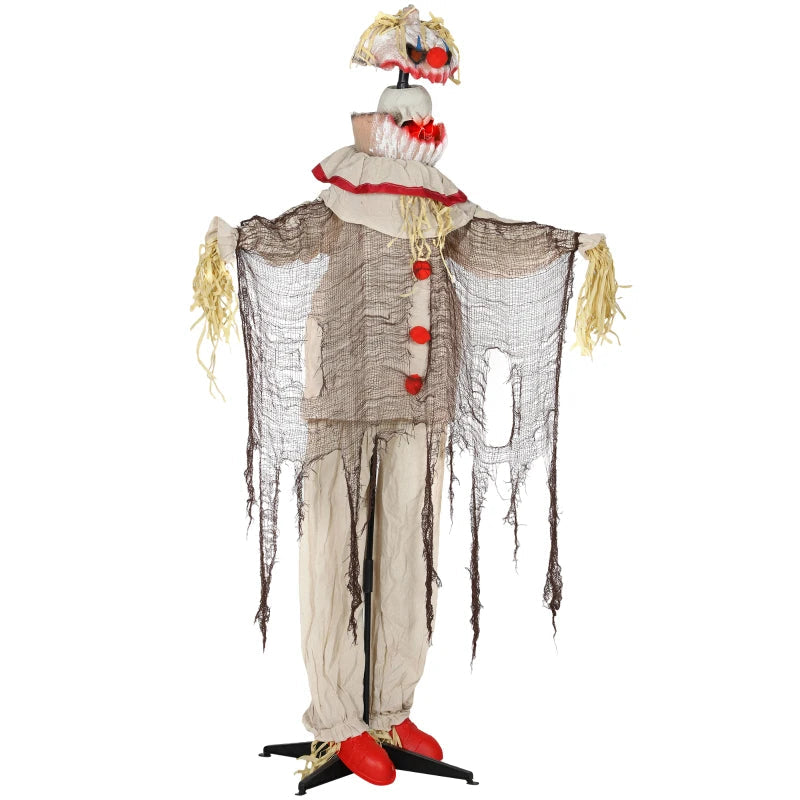 Outsunny 68" Life-Size Animated Pumpkin Clown – LED Eyes, Battery Operated Halloween Prop 