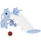 Qaba 3 in 1 Toddler Slide for Age 1-3, Kids Slide with Climber, Basketball Hoop and Ball, Giraffe Design, Blue