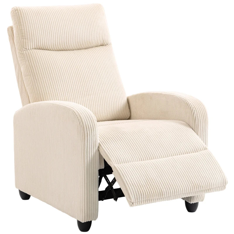 Corduroy Push Back Recliner Chair for Living Room & Home Theater – Manual Reclining Chair