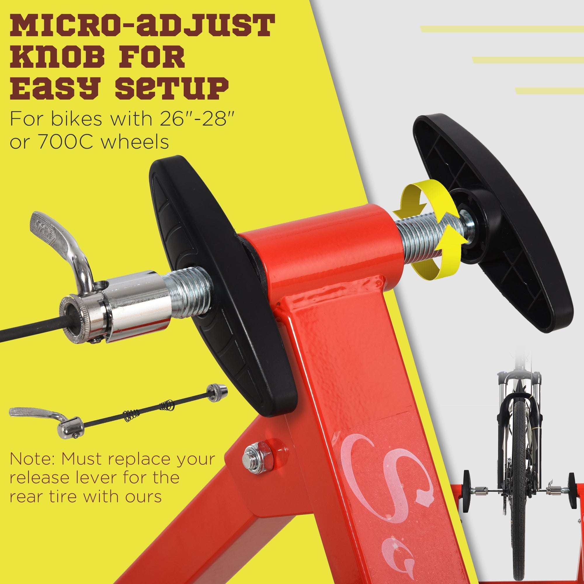 Soozier Magnetic Indoor Cycling Trainer: Portable Exercise Bike Stand with 5 Level Resistance for Fitness Training, Red 