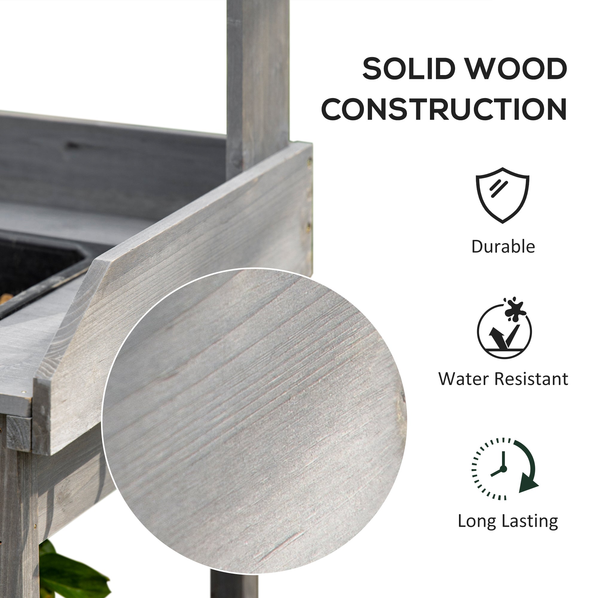 Outsunny Potting Bench Table Garden Work Bench Workstation with Drawer, Removable Sink, Storage Shelves and Hooks 