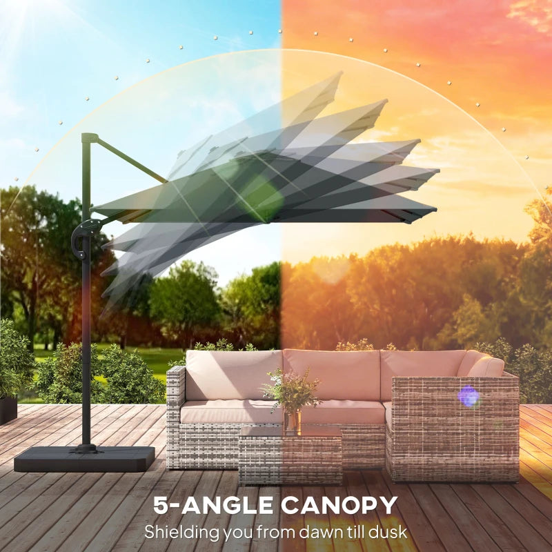 8' x 8' Offset Cantilever Patio Umbrella with Base Weights, UPF50+ Cantilever Parasol with 360° Rotation, Dark Grey