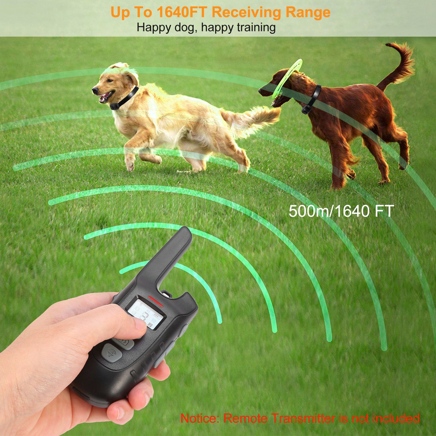 Dog Bark Collar IP67 Waterproof Rechargeable Dog Training Receiver Shock Collar Receiver with Beep Vibration Shock 9 Levels 1640ft Remote Range