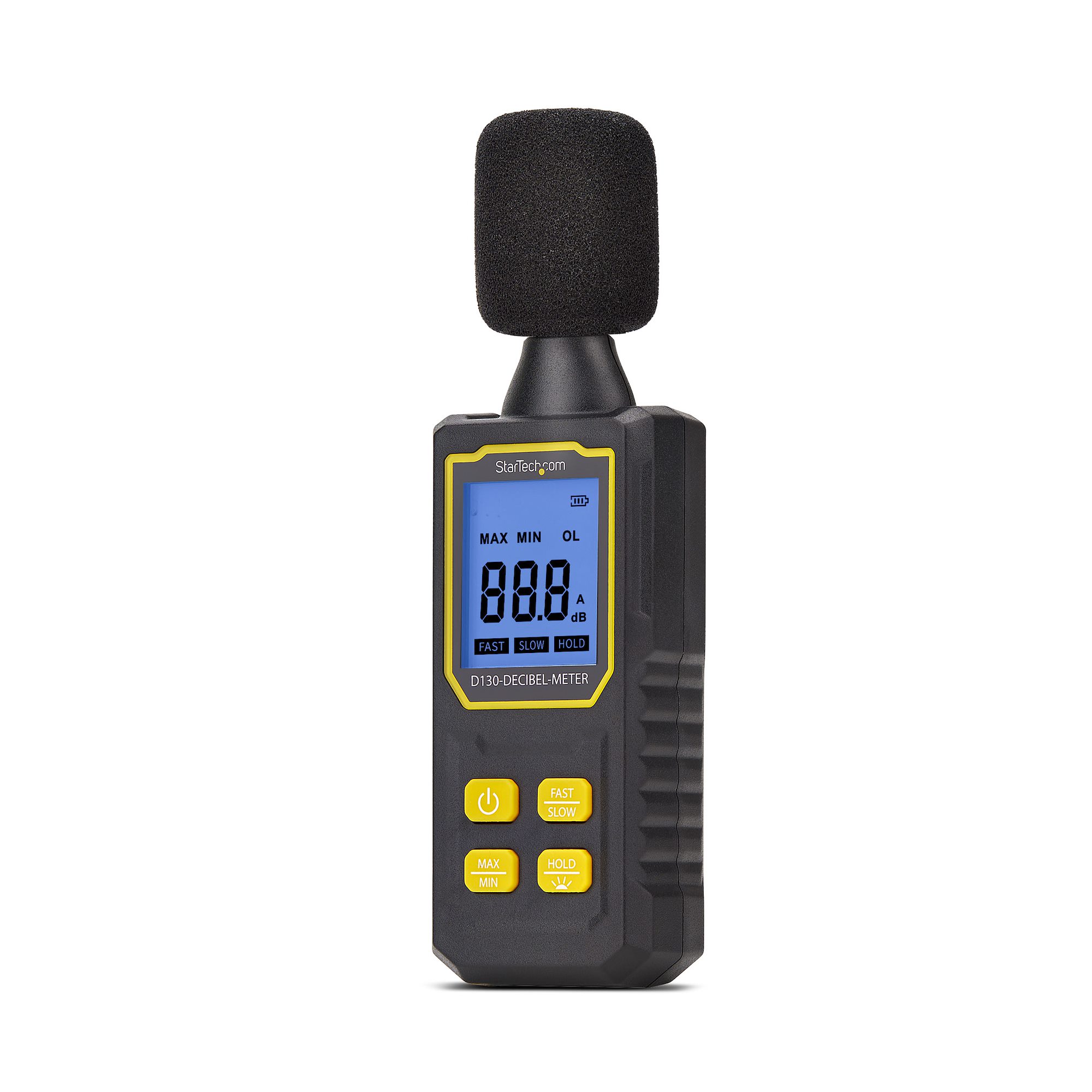 Handheld Digital Sound Meter w/Large LCD, Noise/Decibel Level Reader for Server Room/Office, Audio Monitor, 30-130dBA Range, Accurate Min/Max Readings 