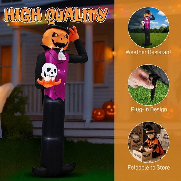 12ft Caped Pumpkin Man, Halloween Inflatable Decoration 12V 