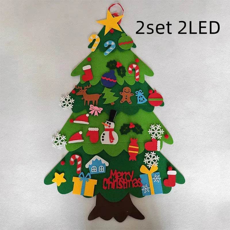 DIY Felt Christmas Tree New Year Toddler Kids Handmade Gift Toys Door Wall Hanging Ornaments Holiday Party Home Decor Set 